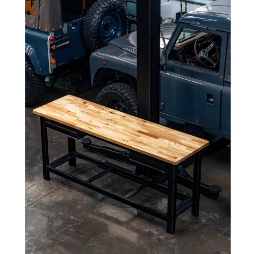 Bancada aberta com 02 gavetas e tampo de madeira pinus - RLL-210P