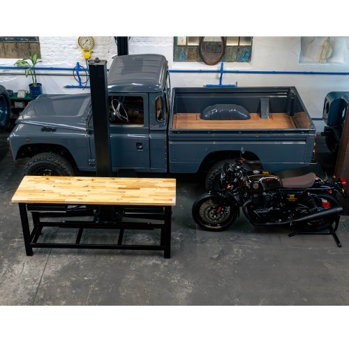 Bancada aberta com 02 gavetas e tampo de madeira pinus - RLL-210P