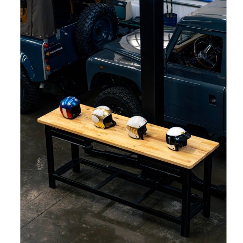 Bancada aberta com 02 gavetas e tampo de madeira pinus - RLL-210P