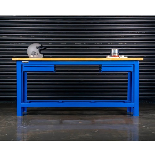 Bancada aberta com 02 gavetas e tampo de madeira pinus - RLL-210A