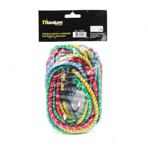 El�stico para bagageiro 1,5 metros com gancho 4 pe�as - 08186