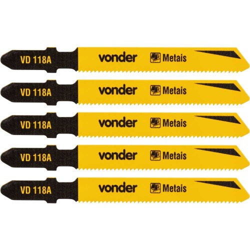 L�mina serra tico tico 75 mm 21 dentes para metal 5 pe�as 