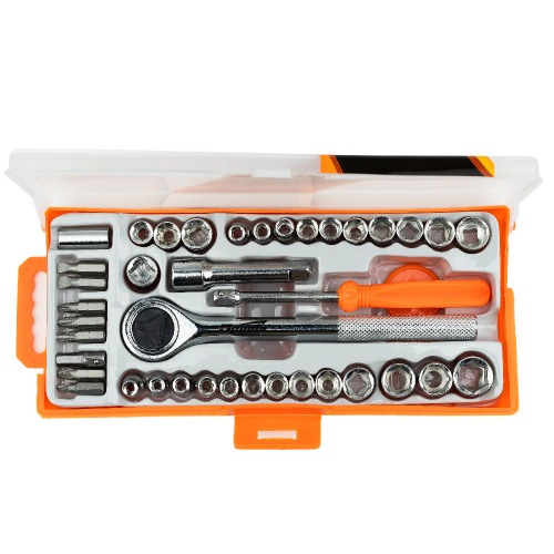 Jogo de bits e soquetes com chave catraca 40 peças - 13565 Jogo de bits e soquetes com chave catraca 40 peças - 13565