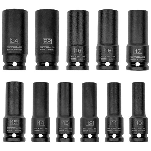 Jogo de soquete de impacto sextavado longo 10 a 24 mm 1/2 Jogo de soquete de impacto sextavado longo 10 a 24 mm 1/2