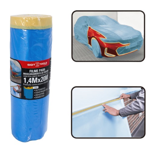 Filme para mascaramento eletrost�tico com fita resistente a 120�C 1,4 x 20m