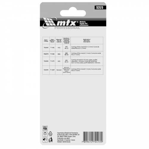 L�mina serra tico-tico 50 mm 21 dentes para metal 3 pe�as - 782079