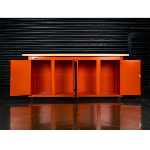 Bancada fechada com 4 portas tampo de madeira - ROUTE 66