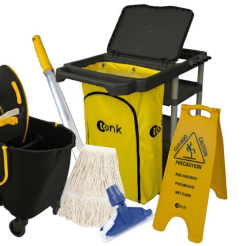 Kit para limpeza profissional preto e amarelo com 6 pe�as - Pratic