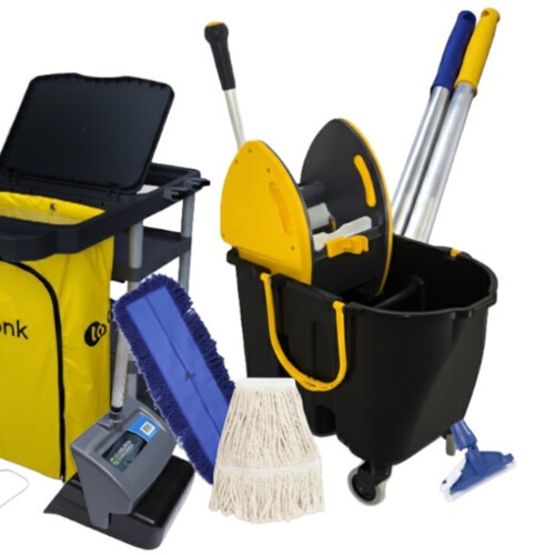 Kit para limpeza profissional preto e amarelo com 10 pe�as - Titan