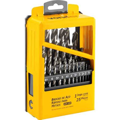 Jogo de brocas a�o r�pido  1,0 a 13,0 mm DIN338 com 25 pe�as