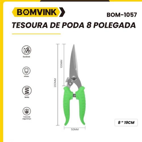 Tesoura de poda cabo antiderrapante - BOM-1057