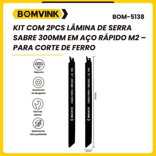 Lâmina serra sabre 300 mm 14 dentes para metal 2 peças - BOM-5138 Lâmina serra sabre 300 mm 14 dentes para metal 2 peças - BOM-5138