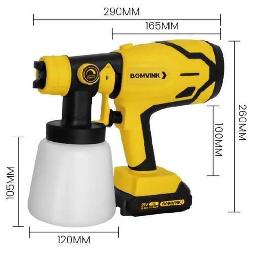 Pistola de pintura pulverizadora a bateria 21V com 2 baterias - BOM-9770 110V/220V Pistola de pintura pulverizadora a bateria 21V com 2 baterias - BOM-9770 110V/220V