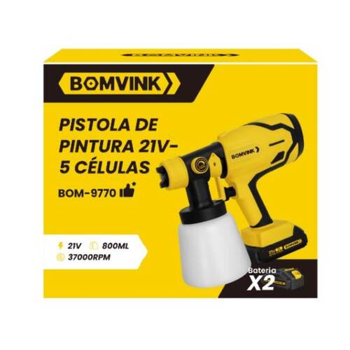 Pistola de pintura pulverizadora a bateria 21V com 2 baterias - BOM-9770 110V/220V Pistola de pintura pulverizadora a bateria 21V com 2 baterias - BOM-9770 110V/220V