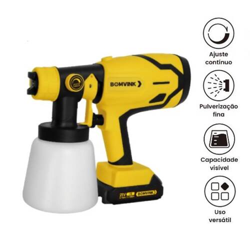 Pistola de pintura pulverizadora a bateria 21V com 2 baterias - BOM-9770 110V/220V Pistola de pintura pulverizadora a bateria 21V com 2 baterias - BOM-9770 110V/220V
