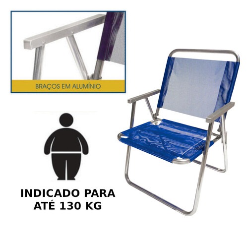 Cadeira de praia em alumínio dobrável azul - CAD0410 Cadeira de praia em alumínio dobrável azul - CAD0410
