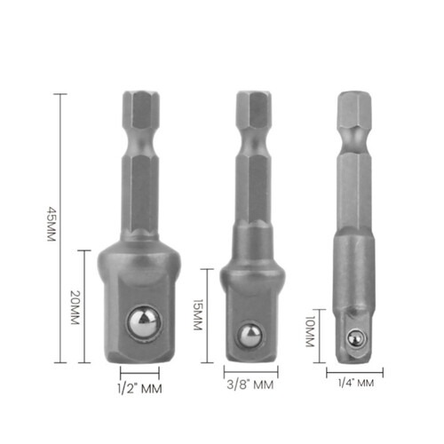 Jogo de adaptadores para soquetes com trava esférica 3 peças - BOM-5053 Jogo de adaptadores para soquetes com trava esférica 3 peças - BOM-5053