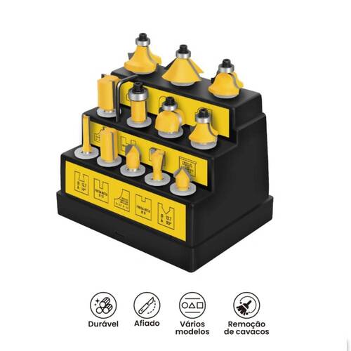 Jogo de fresas para madeira 1/4 Jogo de fresas para madeira 1/4