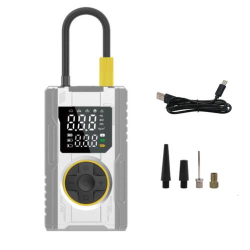 Mini Compressor de Ar portátil digital 150 PSI com LED e Power Bank - BOM-8924 Mini Compressor de Ar portátil digital 150 PSI com LED e Power Bank - BOM-8924