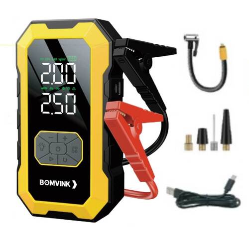 Auxiliar de partida portátil com compressor integrado e acessórios - BOM-8923 Auxiliar de partida portátil com compressor integrado e acessórios - BOM-8923