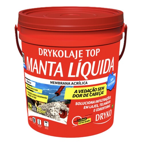 Manta líquida impermeabilizante para lajes 18kg - DRYKOLAJE TOP Manta líquida impermeabilizante para lajes 18kg - DRYKOLAJE TOP