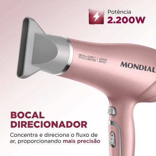 Secador de cabelo 2200 watts Golden Rose bilvot - SC-32 110V/220V Secador de cabelo 2200 watts Golden Rose bilvot - SC-32 110V/220V