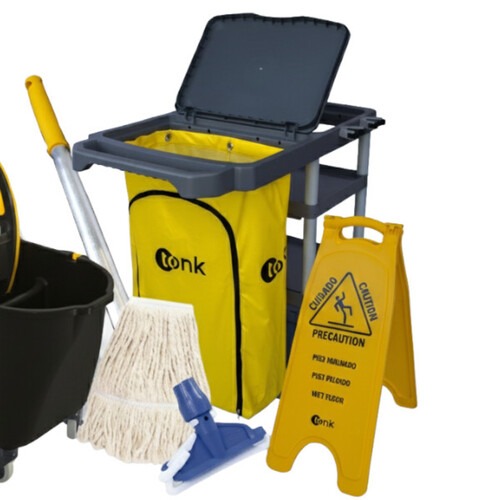 Kit para limpeza profissional cinza e amarelo e balde Due preto com 6 peças - Pratic Kit para limpeza profissional cinza e amarelo e balde Due preto com 6 peças - Pratic