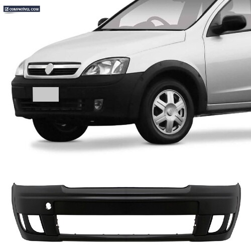 Para-choque Corsa/Montana Sport 2008 a 2012 dianteiro preto liso com furo - 1696