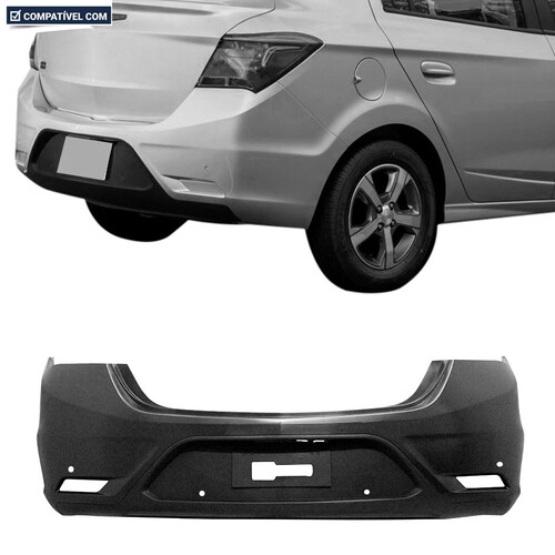 Para-choque Prisma 2016 a 2020 traseiro preto liso parcial com furo - 1710 Para-choque Prisma 2016 a 2020 traseiro preto liso parcial com furo - 1710