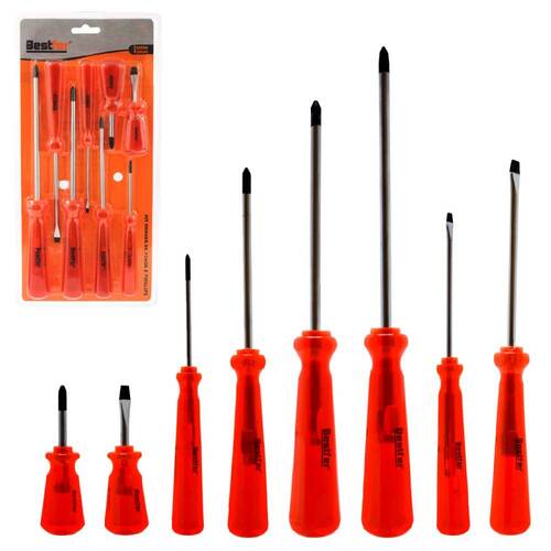 Jogo de chave de fenda e phillips 8 pe�as a�o cromo van�dio - BFH2777