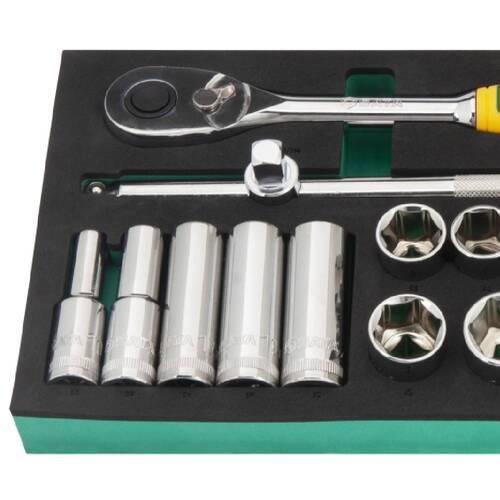 Jogo de soquete sextavado 10 a 34 mm encaixe 1/2 Jogo de soquete sextavado 10 a 34 mm encaixe 1/2