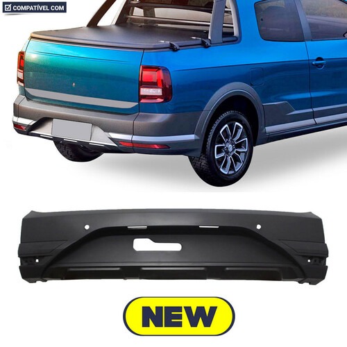 Para-choque Saveiro cross G7 2016 a 2020 traseiro preto com furo para sensor - 6681 Para-choque Saveiro cross G7 2016 a 2020 traseiro preto com furo para sensor - 6681