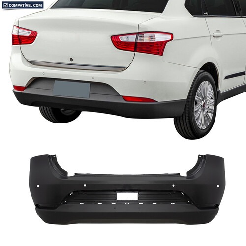 Para-choque Grand Siena 2012 a 2021 traseiro preto com furo para sensor - 3388 Para-choque Grand Siena 2012 a 2021 traseiro preto com furo para sensor - 3388