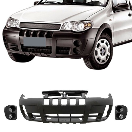 Para-choque Strada Trekking Restyling 2 2005 a 2012 dianteiro preto com moldura de farol - 3487K Para-choque Strada Trekking Restyling 2 2005 a 2012 dianteiro preto com moldura de farol - 3487K