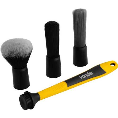 Pincel para detalhamento automotivo com 3 pontas intercambiáveis Pincel para detalhamento automotivo com 3 pontas intercambiáveis