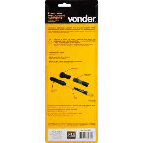 Pincel para detalhamento automotivo com 3 pontas intercambiáveis Pincel para detalhamento automotivo com 3 pontas intercambiáveis