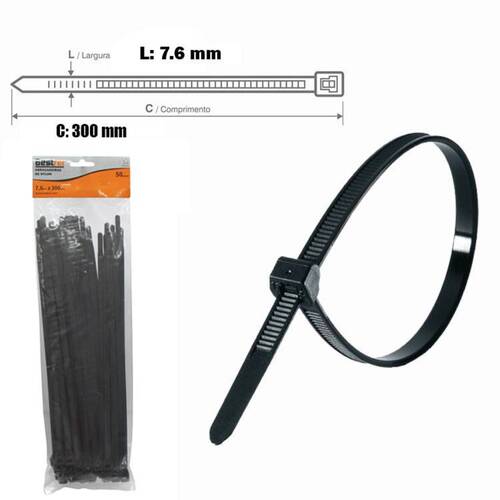 Abraçadeira de nylon 7,60 mm x 30 cm 50 peças - BFH1176 Abraçadeira de nylon 7,60 mm x 30 cm 50 peças - BFH1176