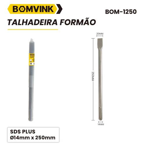 Talhadeira manual 14 x 250 mm encaixe SDS Plus - BOM-1250 Talhadeira manual 14 x 250 mm encaixe SDS Plus - BOM-1250