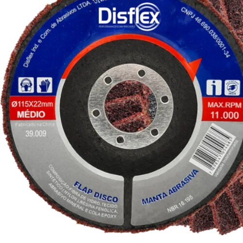 Disco de lixa flap disc manta abrasiva 4.1/2pol médio - 39.009 Disco de lixa flap disc manta abrasiva 4.1/2pol médio - 39.009
