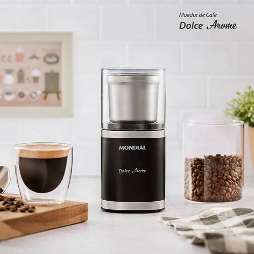 Moedor de caf� e gr�os el�trico 180W em a�o inox Dolce Arome - MCF-01-BI  110V