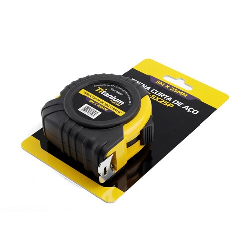 Trena emborrachada com fita de aço 25 mm x 5 m com trava - 8632 Trena emborrachada com fita de aço 25 mm x 5 m com trava - 8632