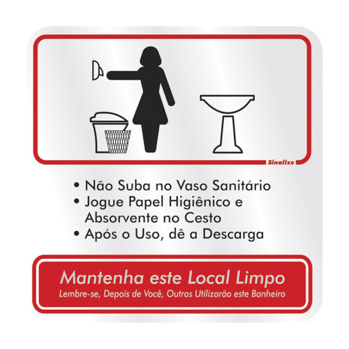 Placa sinalizadora educativa para Procedimento ao usar o Sanitário Feminino - 120AI Placa sinalizadora educativa para Procedimento ao usar o Sanitário Feminino - 120AI