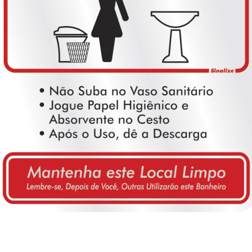 Placa sinalizadora educativa para Procedimento ao usar o Sanitário Feminino - 120AI Placa sinalizadora educativa para Procedimento ao usar o Sanitário Feminino - 120AI