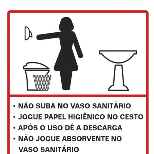Placa sinalizadora educativa em poliestireno para Procedimento ao usar o Sanit�rio Feminino - 220AG