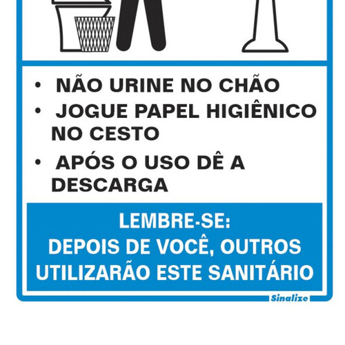 Placa sinalizadora educativa em poliestireno para Procedimento ao usar o Sanit�rio Masculino - 220AH