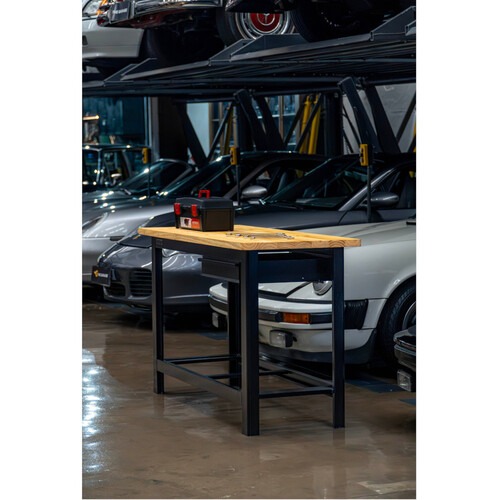 Bancada aberta 1500 x 600 mm com 1 gaveta tampo de madeira pinus - RLL-200