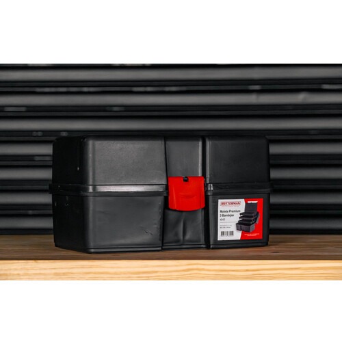 Maleta plástica para ferramentas 365 x 230 x 197 mm com 3 bandejas articuladas Premium Maleta plástica para ferramentas 365 x 230 x 197 mm com 3 bandejas articuladas Premium