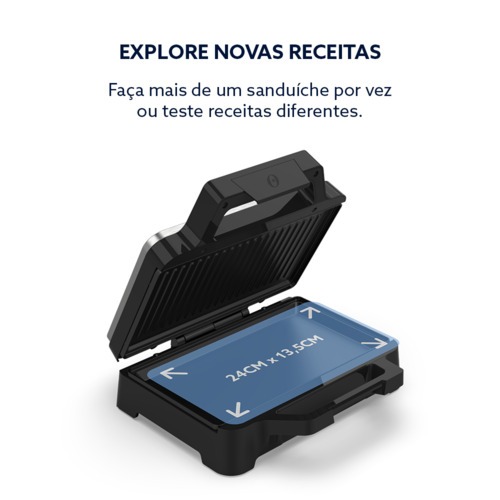 Sanduicheira Grill antiaderente 1000W Inox - OSAN500  110V