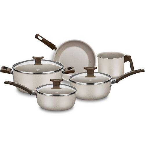 Jogo de panelas antiaderentes 5 pe�as baunilha Aurea - 1275