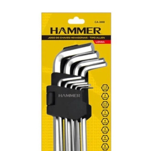 Jogo de chave allen longa 1,5 a 10 mm com 9 pe�as - CA-3000